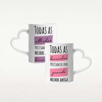 Conjunto duas caneca com asa em forma de coração