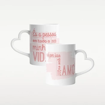 Conjunto duas caneca com asa em forma de coração