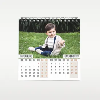 Calendário de mesa 14x14 com argolas
