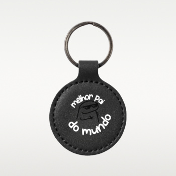 Porta-chaves redondo em couro sintético Personalizado