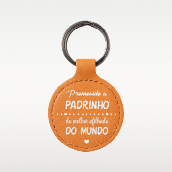 Porta-chaves redondo em couro sintético Personalizado