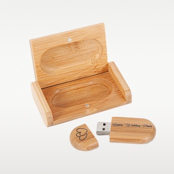 Caixa abaulada com pen USB 32GB em madeira