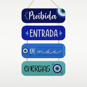 Placa tripla com fio para pendurar 30×10