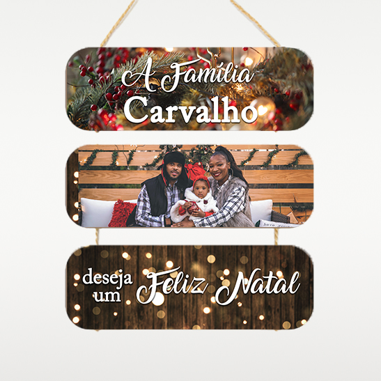 Placa tripla com fio para pendurar 30×10