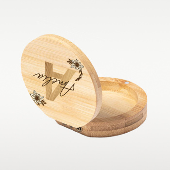 Espelho e porta-joias redondo em bambu