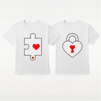 T-shirt Personalizada de Casal – Puzzle Coração