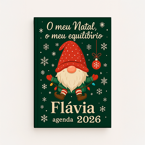 Agenda de capa rígida com gravação UV Personalizada de Natal