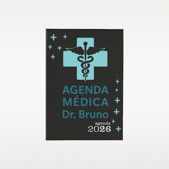 Agenda Médicos 2026 – Capa Rígida com Gravação UV Personalizada
