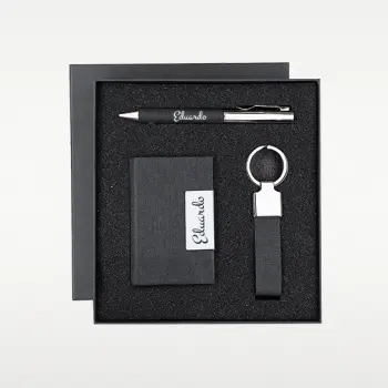 Conjunto porta-chaves, caneta e porta-cartões Fraxen
