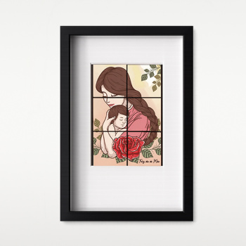 Moldura 20×30 com 6 azulejos 5.5×5.5 cm Personalizada