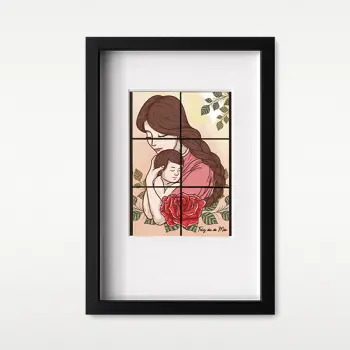 Moldura 20x30 com 6 azulejos 5.5x5.5 cm Personalizada