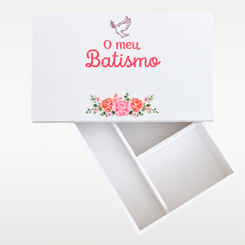 Kit para batismo com caixa, vela e concha