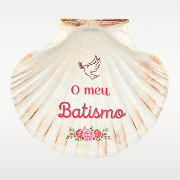 Kit para batismo com caixa, vela e concha